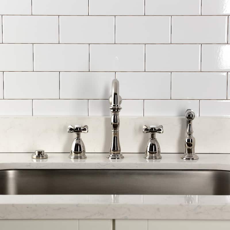 Kingston Brass Heritage Cross Kitchen Faucet with Side Spayer