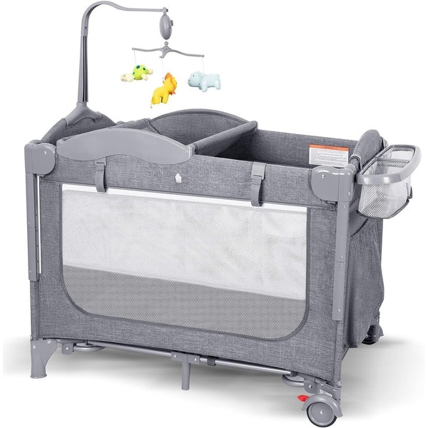 5 in 1 Baby Crib Bassinet with Mattress with Diaper Changing Table 
