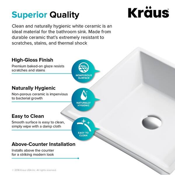 Kraus Kcv 125 So 16 Ceramic Vessel Bathroom Sink Only White Ceramic Overstock 23097230