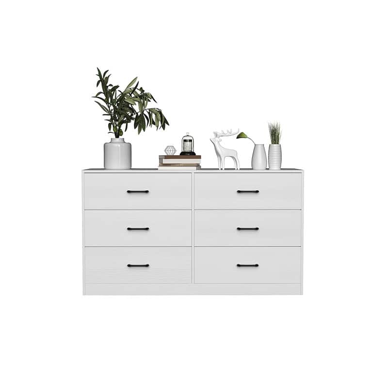 52.75" Wide Horizontal Double Dresser with 6 Fabric Drawers