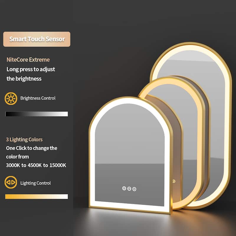 Oval LED Bathroom Mirror Light Wall Mounted with Metal Frame Anti-Fog
