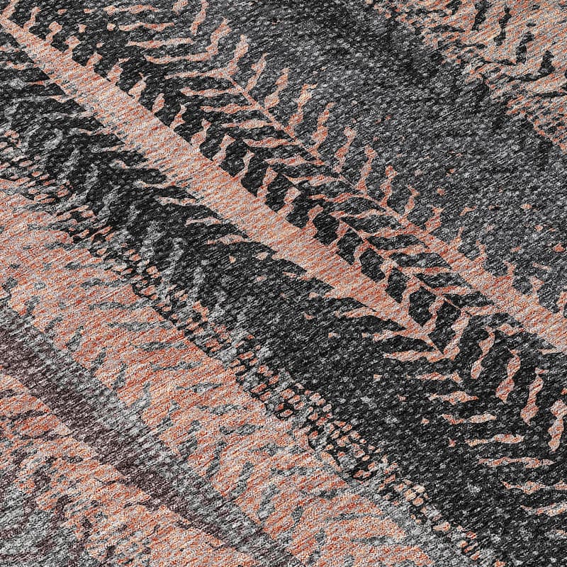 HomeRoots Botanical Leaves Transitional Rectangle Outdoor Rug