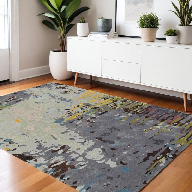 HomeRootsAbstract Industrial Rectangle Area Rug - 66.14' X '42.13' X '0.39