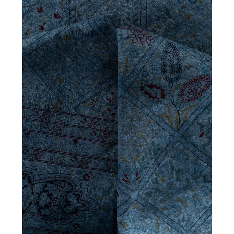 Overdyed One-of-a-Kind Hand-Knotted Area Rug - Blue - 9' 1" x 17' 9"