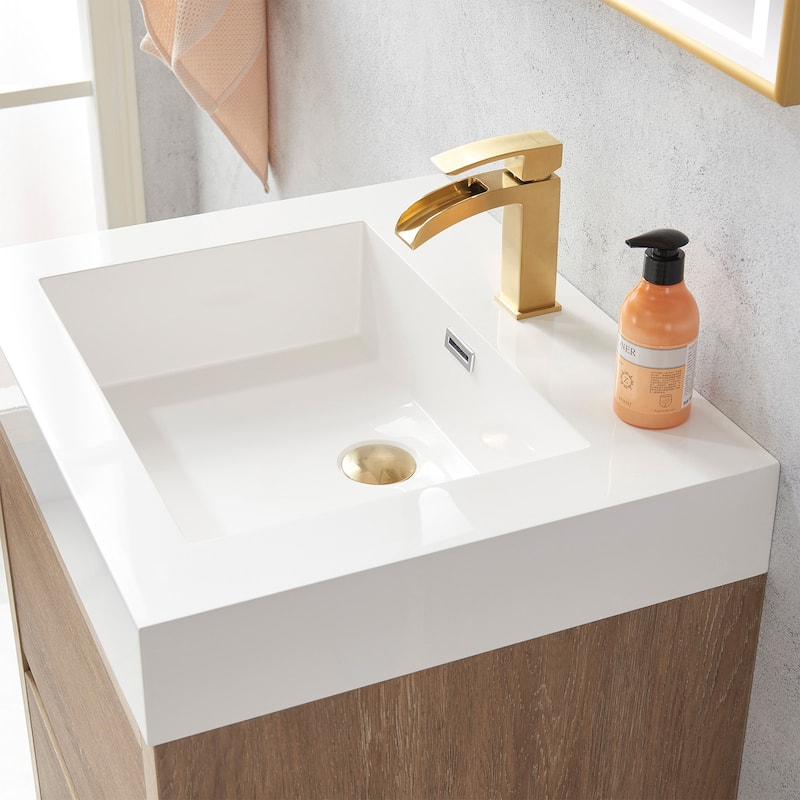 Huesca 24" Single Sink Bath Vanity with White Sink Top and Mirror