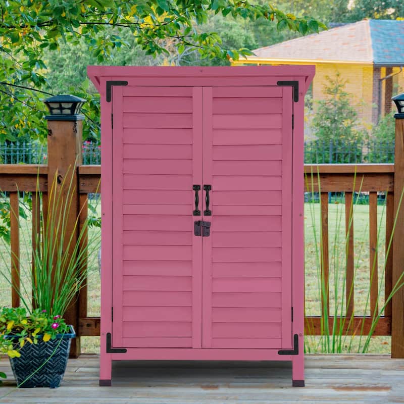 MCombo Small Outdoor Storage Cabinet Shed with Double Doors (24.6" x 18.3" x 38.2"), Wooden 0985