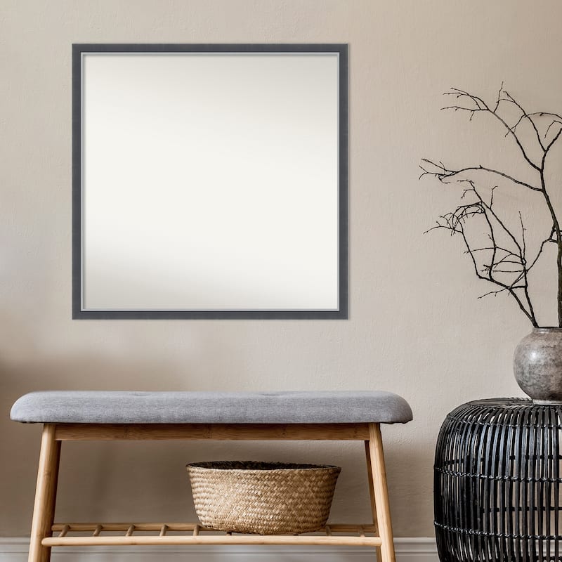 Non-Beveled Bathroom Wall Mirror - Eva Black Silver Thin Frame