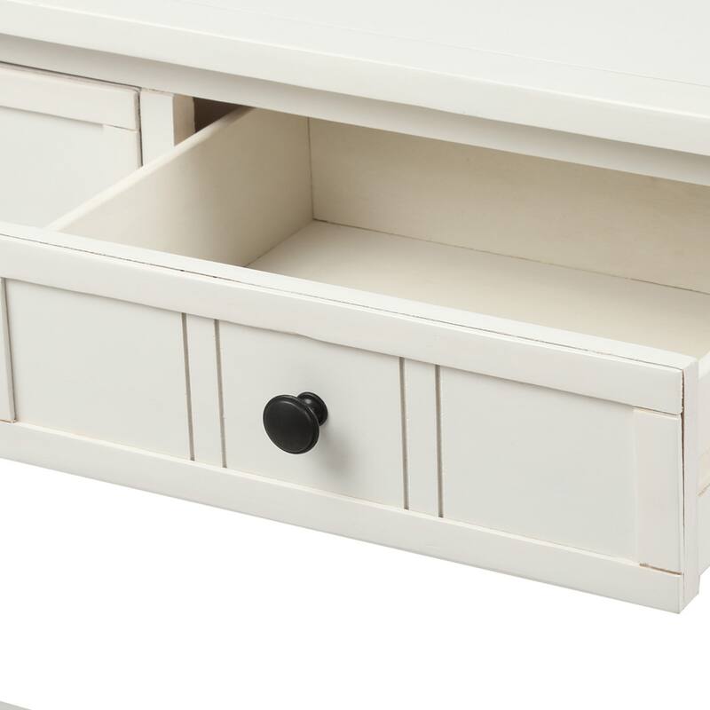 Daisy Series Farmhouse Console Table Solid Wood 2 Drawers Bottom Shelf Entryway