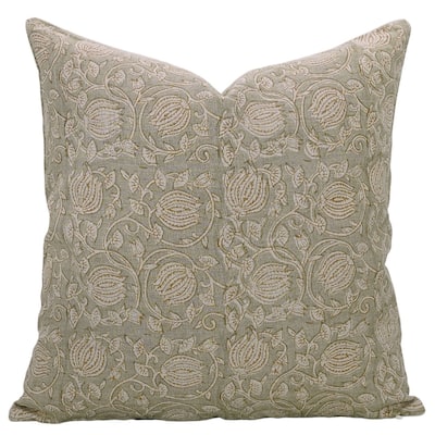 Linen Farmhouse Block print pillow Cover - 6 Kamal
