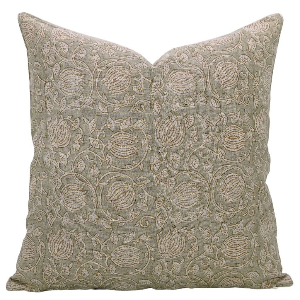 Fabdivine Fall Decorative Home Accent Hand Block Floral Pillow Cover