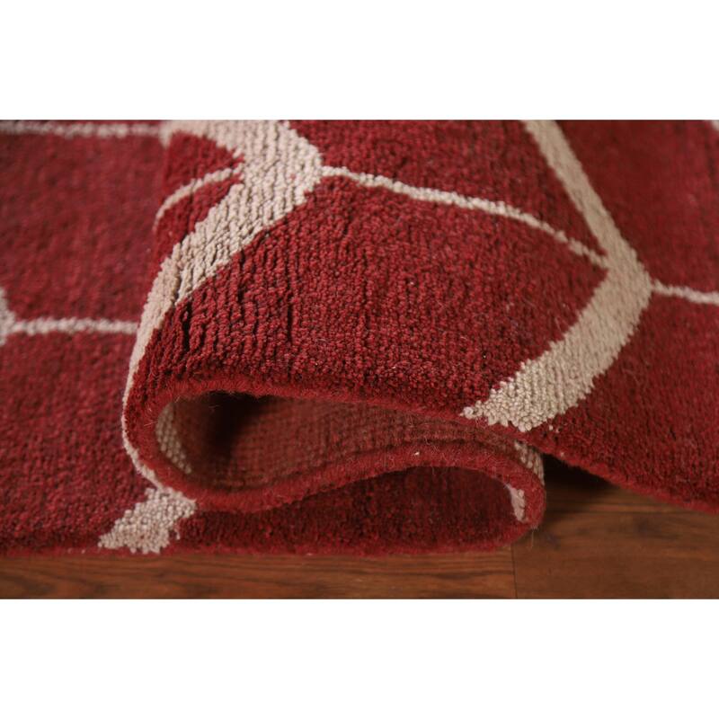 Hand Knotted Oriental 100% Wool Carpet Modern Chevron Red Gabbeh Area Rug - 7' 11'' X 5' 3''