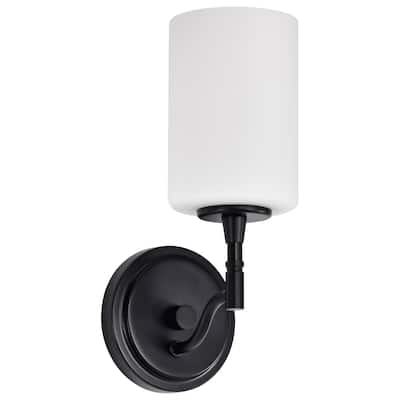 Liam 1 Light Vanity Matte Black White Opal Glass - Matte Black
