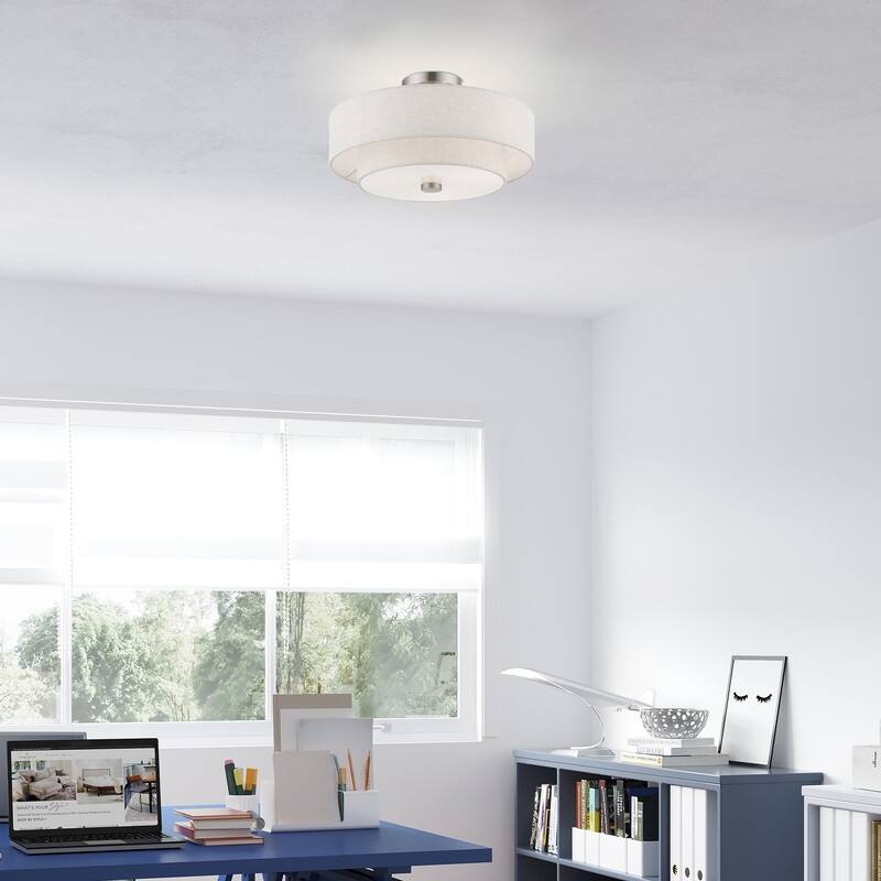 Livex Lighting 3-light Fabric Shade Flush Mount, 51084-92, 51084-91