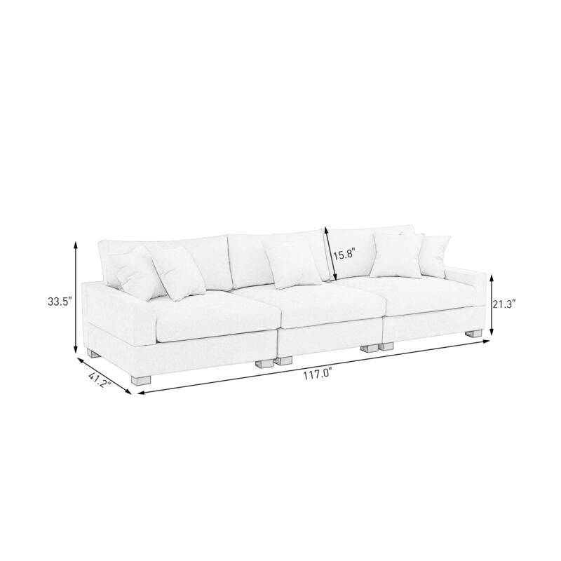 Modern Upholstered Chenille Modular Sectional Sofa with Pillow