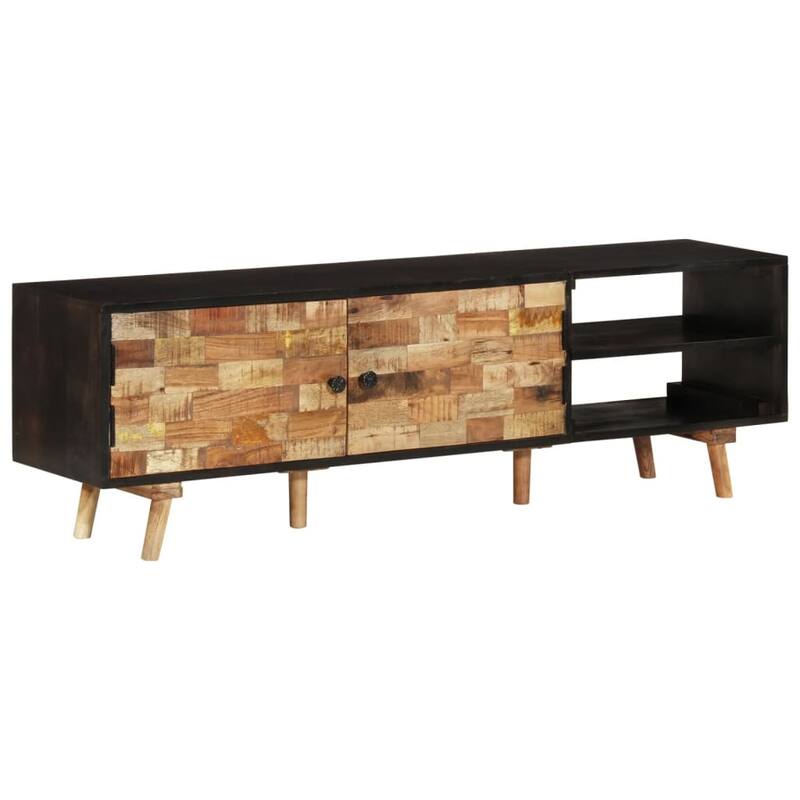 vidaXL TV Stand 55.1"x11.8"x17.7" Rough Mango Wood and Solid Wood Acacia - 55.1" x 11.8" x 17.7"