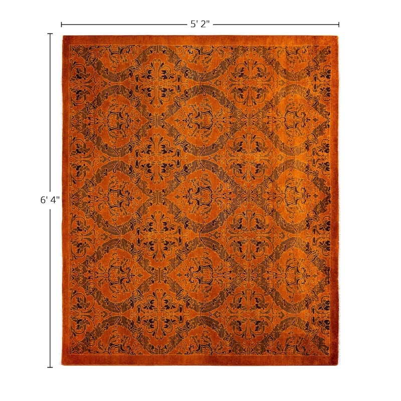 Vibrance One-of-a-Kind Handmade Area Rug - Orange, 5' 2" x 6' 4" - 5' 2" x 6' 4"