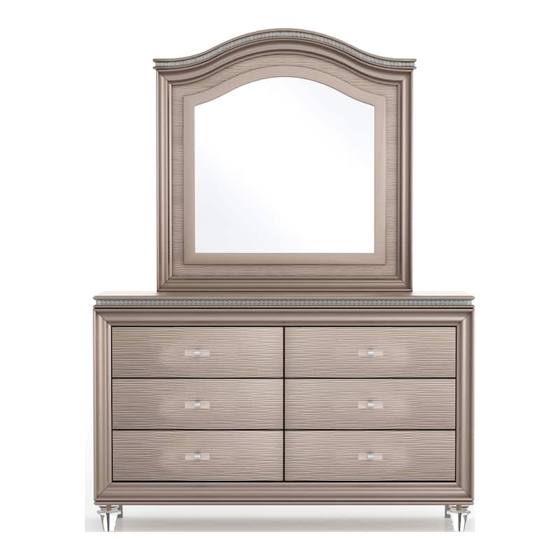 Ving Modern Rose Gold 2-Piece 6-Drawer Dresser and Mirror Set by Furniture of America