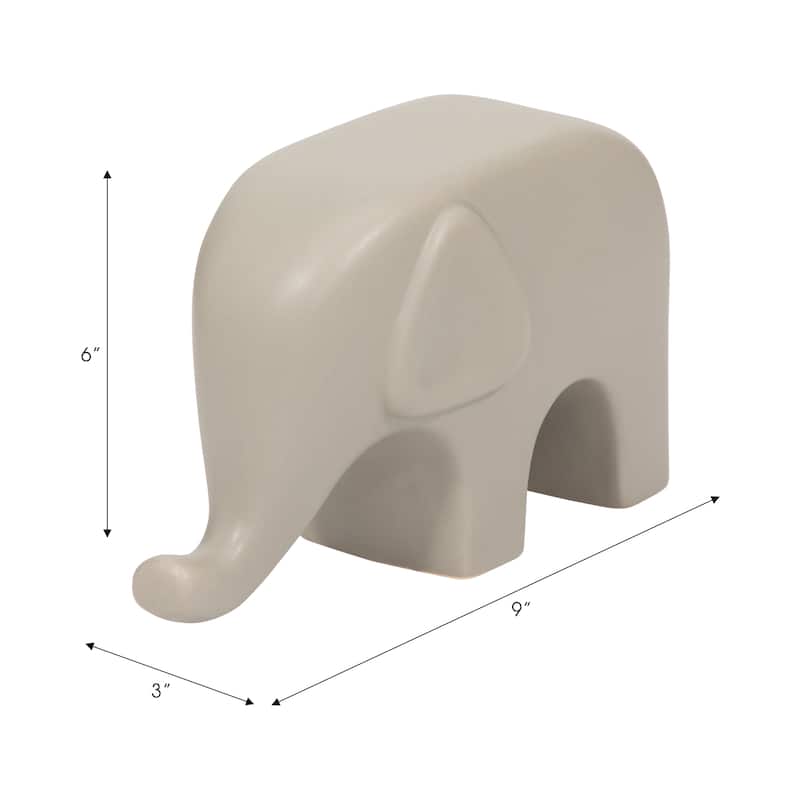 Sagebrook Home Stoneware Ceramic Elephant Figurine - Modern Minimalist Decorative Sculpture for Home and Office Decor