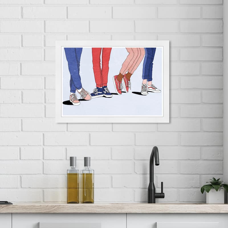 Wynwood Studio Prints Fashion and Glam All Four Sneakers Blue and Glam Wall Art Canvas Print - White