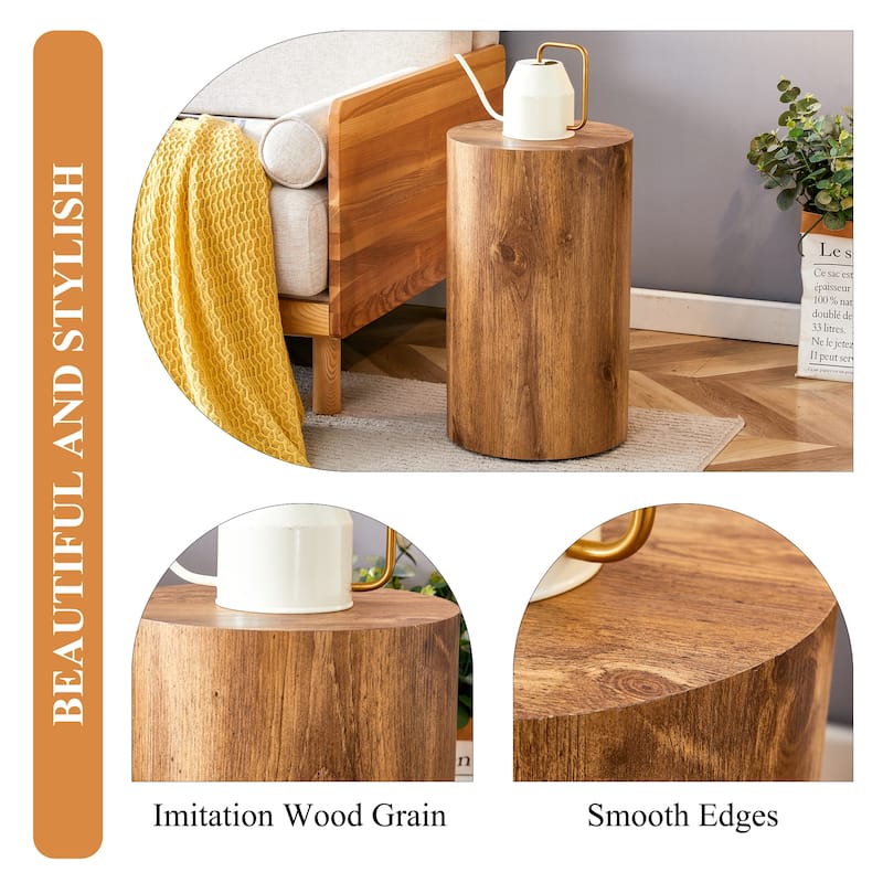 GDFStudio - Jackson Multi-Size Cylindrical Coffee Table Set with Wood-Grain Finish