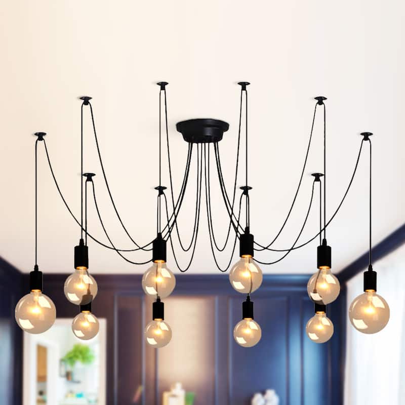 Cusp Barn Antique Classic Adjustable Ceiling Spider Lamp Retro Chandelier Pendant Light for Dining Room