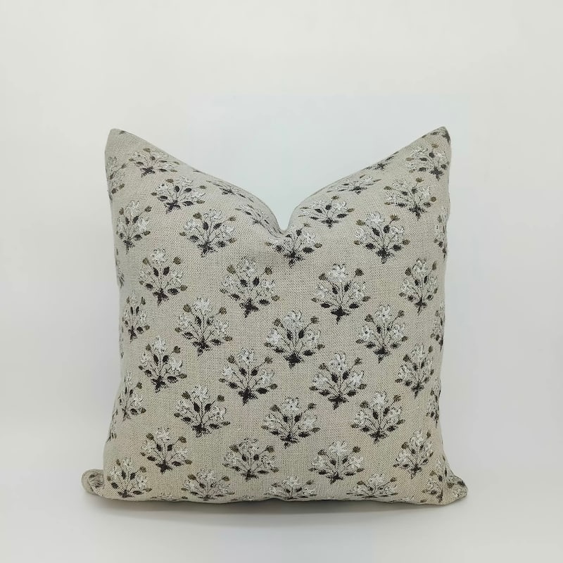 Fabdivine Linen Square Block print pillow Cover