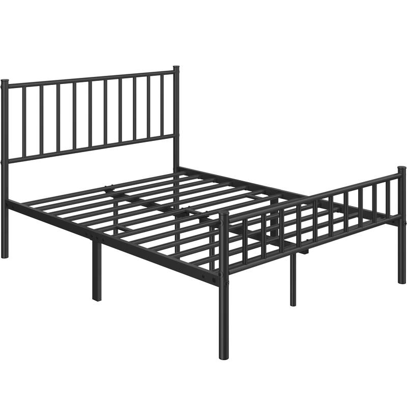 Yaheetech Minimalist Metal Platform Bed Frame with Spindle Headboard and Footboard