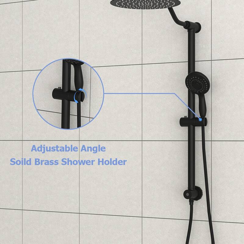 Topcraft Wall Mount 10-Inch Rain Showerhead with Multi-Function Handheld Showerhead