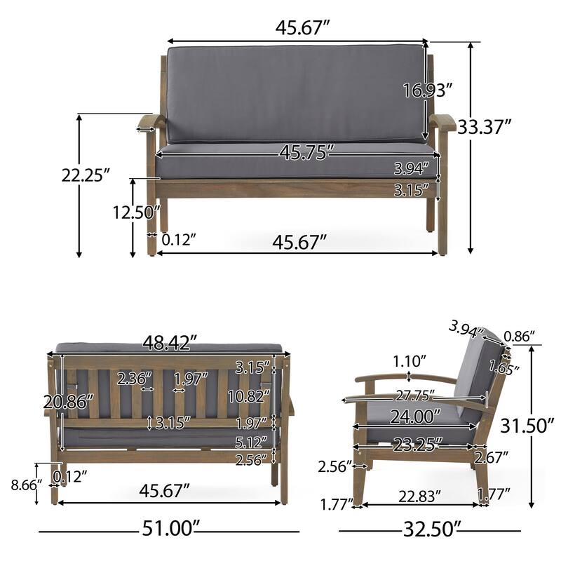 Peyton 4-piece Outdoor Wooden Chat Set by Christopher Knight Home