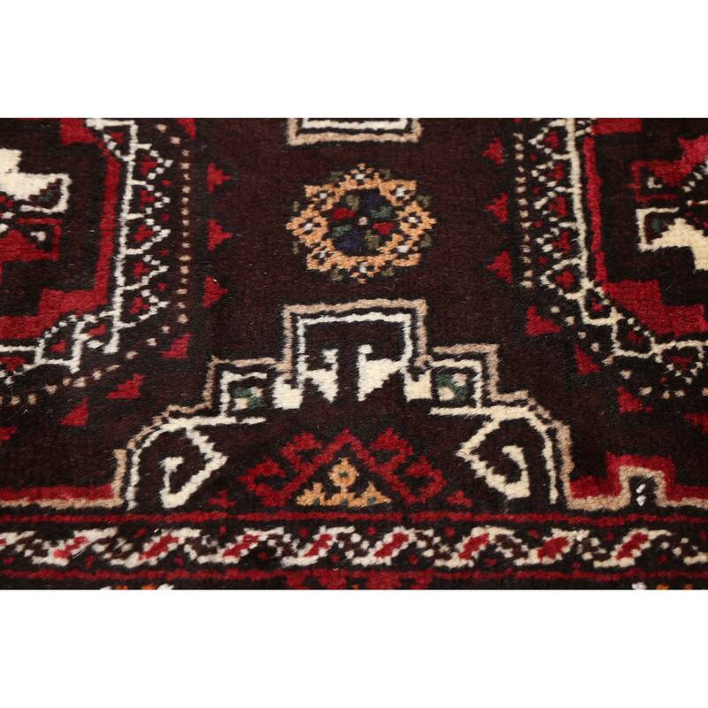 ECARPETGALLERY Hand-knotted Baluch Dark Brown Wool Rug - 3'0 x 5'9