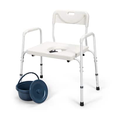 Costway 3-in-1 Mobility Bedside Commode Portable Toilet with - White - See details