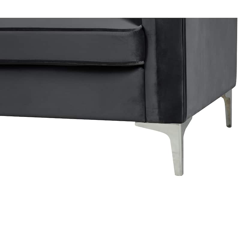 Morden Fort Modern 2 Pieces of Chair and Loveseat Set with Dutch Velvet Grey, Iron Legs