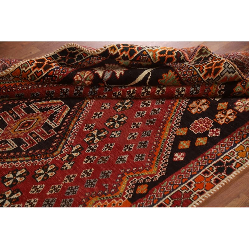 Vegetable Dye Shiraz Persian Vintage Rug Hand-knotted Wool Carpet - 4'7"x 7'5"