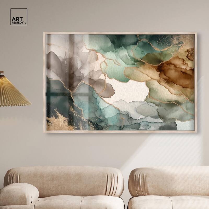 Golden Estuary II Shadowbox by Art Remedy