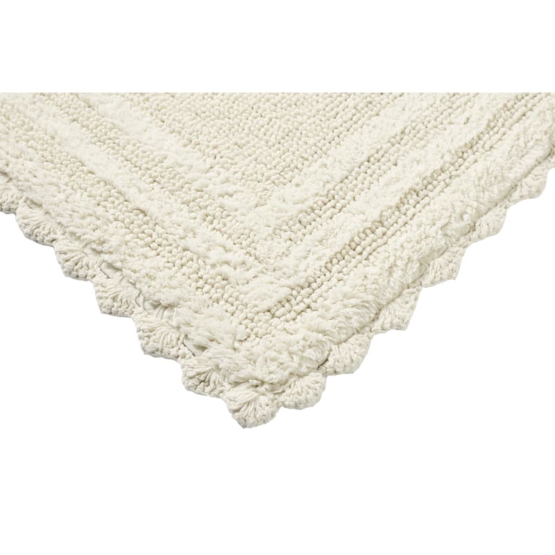 Better Trends Bath Rugs Set 100% Cotton Soft & Water Absorbent Tufted Bathroom Rug for Shower, Sink Bath Mats Lilly Crochet