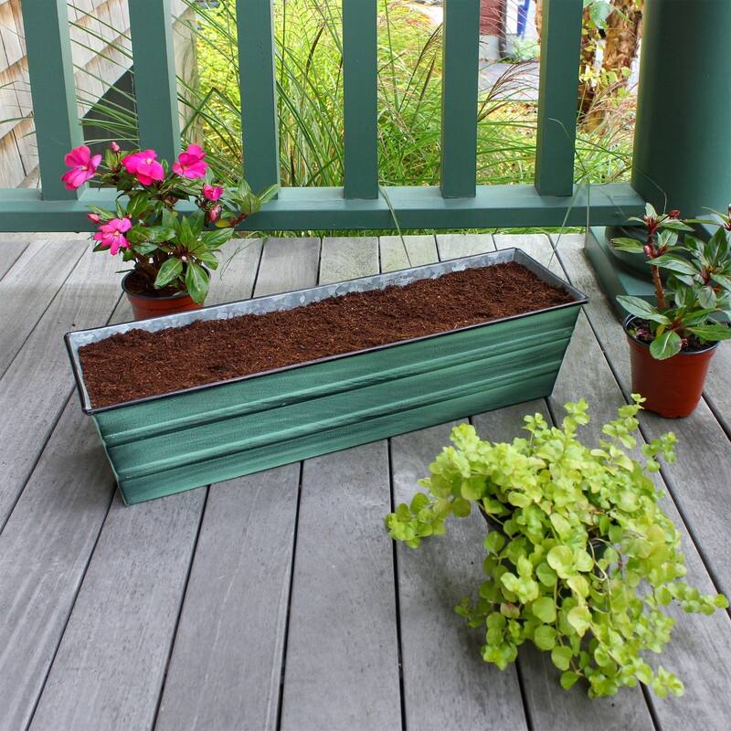 Achla Designs Small Galvanized Steel Flower Box Planter, 22 Inch Wide