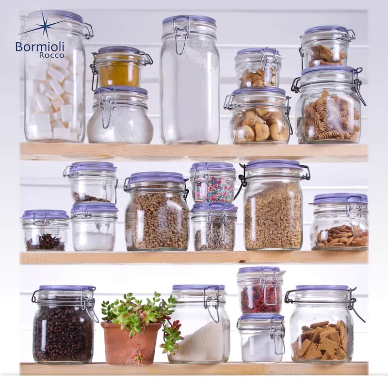 Bormioli Rocco Set of 2 Fido Jars with Blue Lid