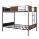 preview thumbnail 18 of 25, Full-over-Full Bunk Bed Modern Style Steel Frame Bunk Bed with Safety Rail, Built-in Ladder for Bedroom