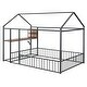 preview thumbnail 17 of 15, Black Full Size Metal House Bed Frame w/Desk Power Outlets USB Ports