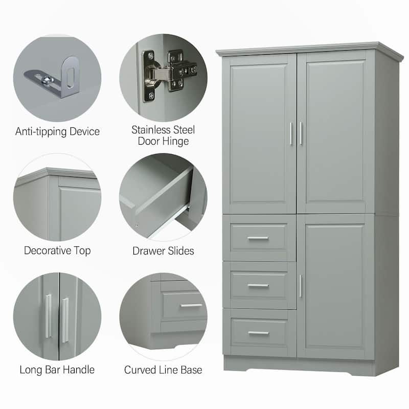 Tall and Wide Storage Cabinet for Bathroom/Office