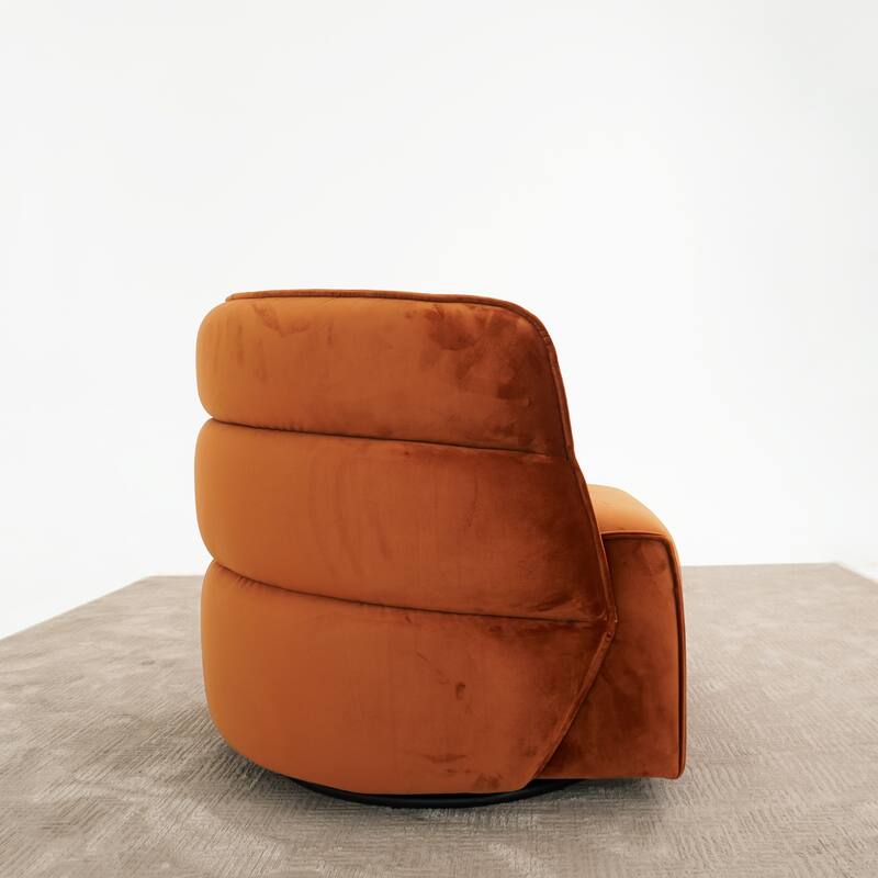 Maura Mid-Century Modern Upholstered Swivel Barrel Chair