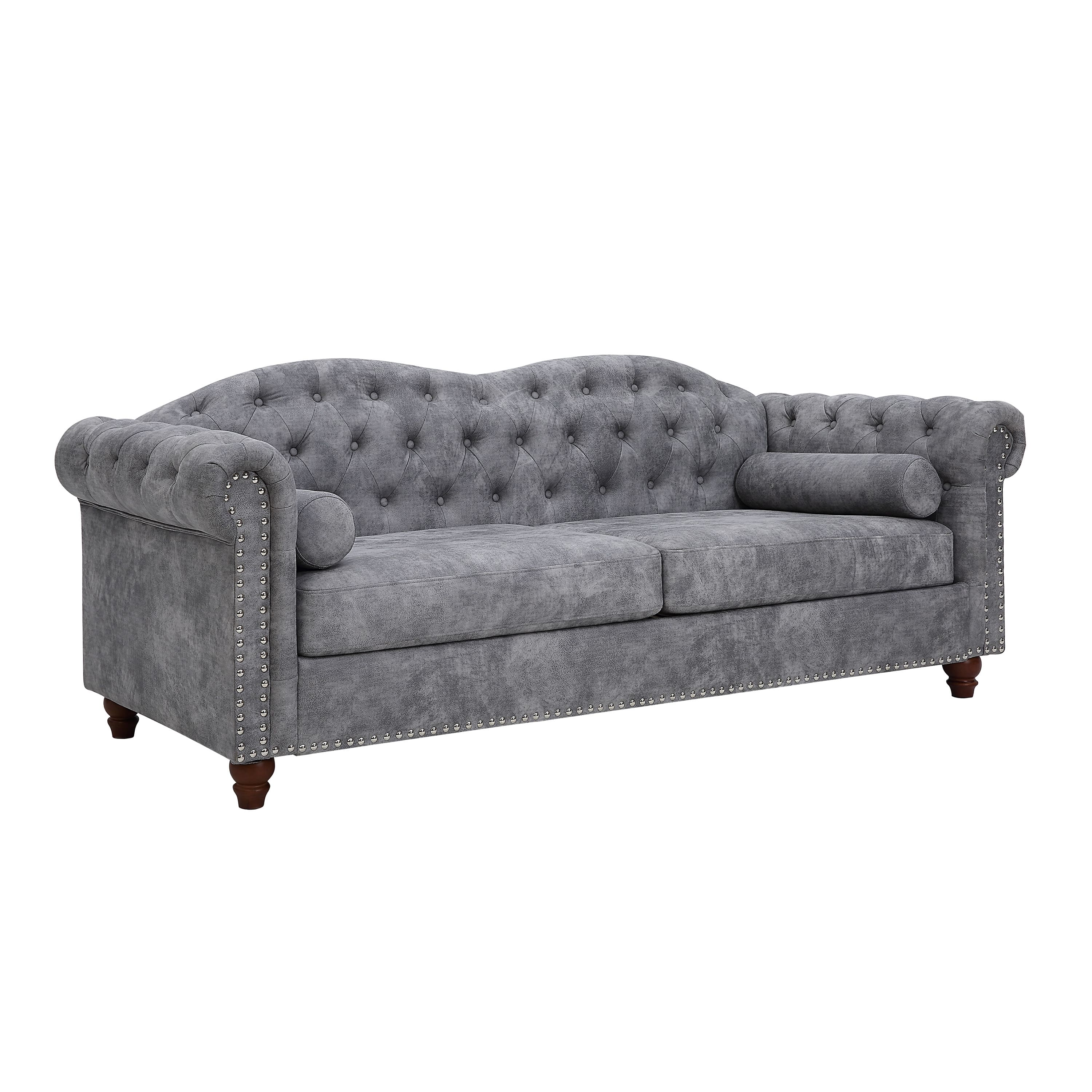 Classic Upholstered Sofa with Solid Wood Leds, Mid-Century Modern Couch ...