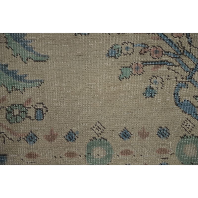 Hand Knotted Oriental 100% Wool Carpet Traditional Floral Beige & Ivories Tabriz Area Rug - 11' 0'' X 7' 10''