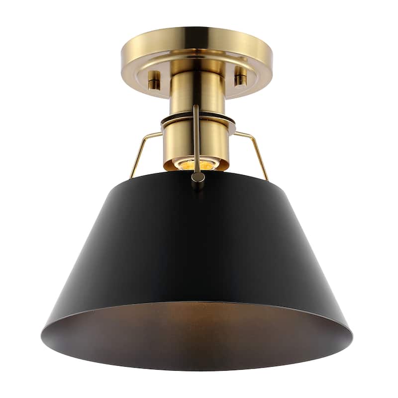 SAFAVIEH Lighting Ingrid Flush Mount - 12" W x 8" D x 8" H - Brass/Black - 12Wx8Dx8H