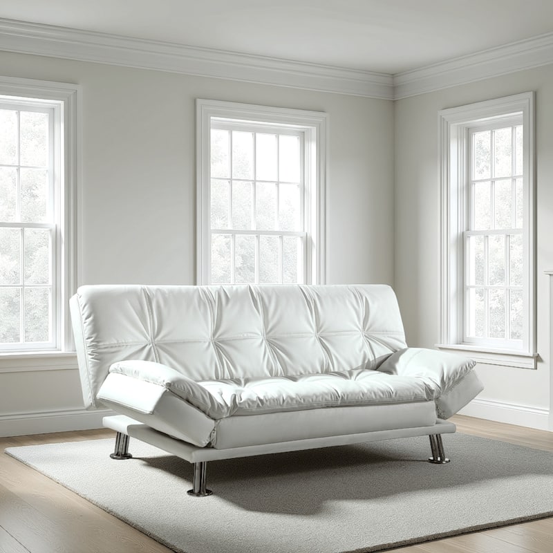 Contemporary Styled Comfortable Sofa Bed, White