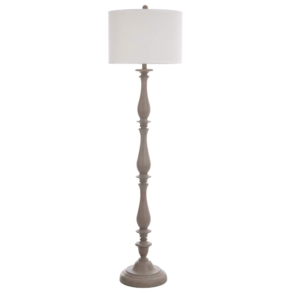 StyleCraft Charlton Floor Lamp - Distressed Gray Finish - Taupe Hardback Silk Shade