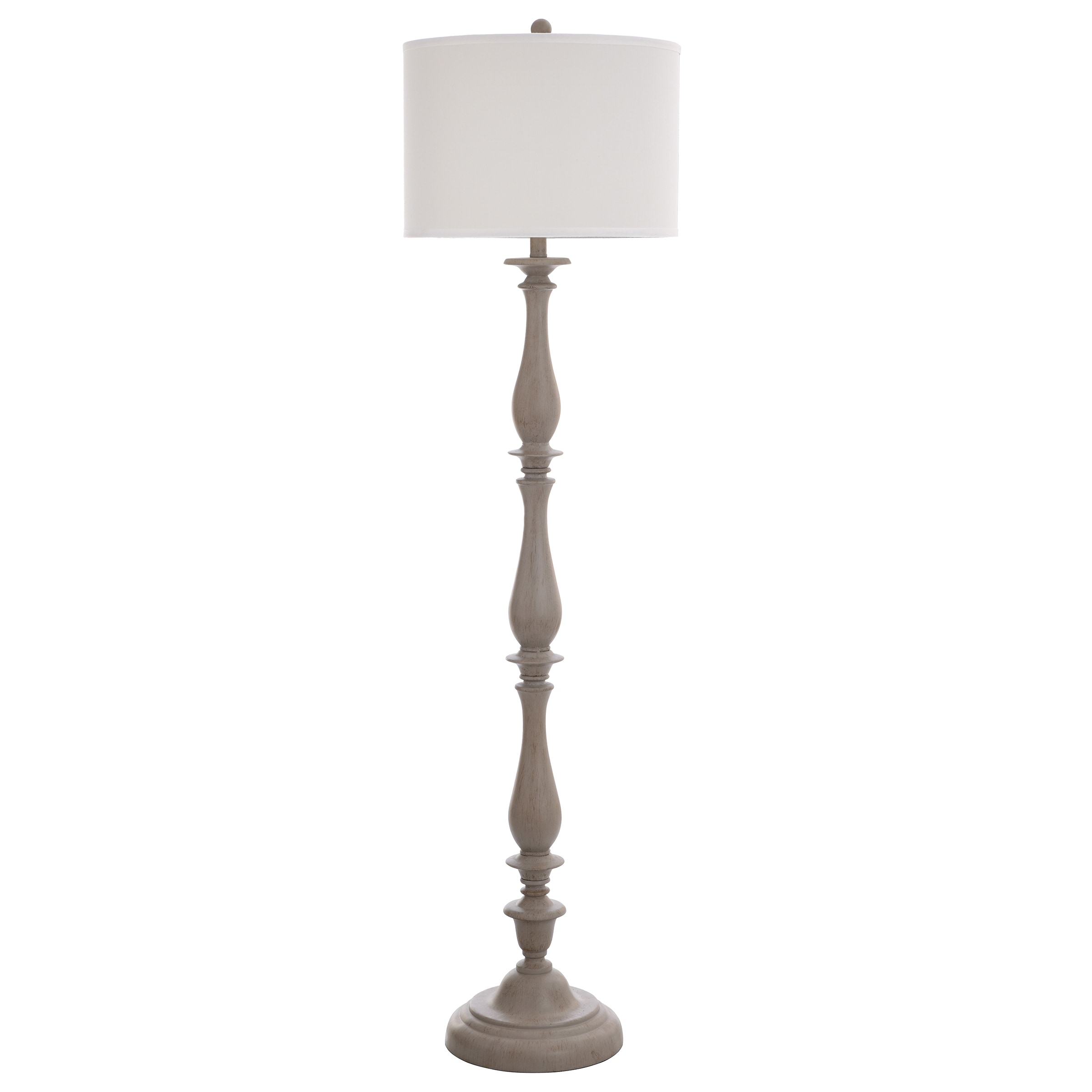 StyleCraft Charlton Floor Lamp - Distressed Gray Finish - Taupe Hardback Silk Shade