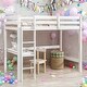 preview thumbnail 21 of 53, Loft Pine Wood Bed Frame with Safety Guardrail,Built-In Desk,Ladder,Twin Size