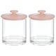 preview thumbnail 2 of 37, mDesign Round Storage Apothecary Canister for Bathroom, 2 Pack Clear/Light Pink - 3.75 X 3.75