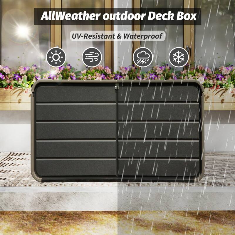 Domi 200 Resin Gallon Outdoor Storage Box - Waterproof, UV-Resistant Deck Box with Lockable Lid